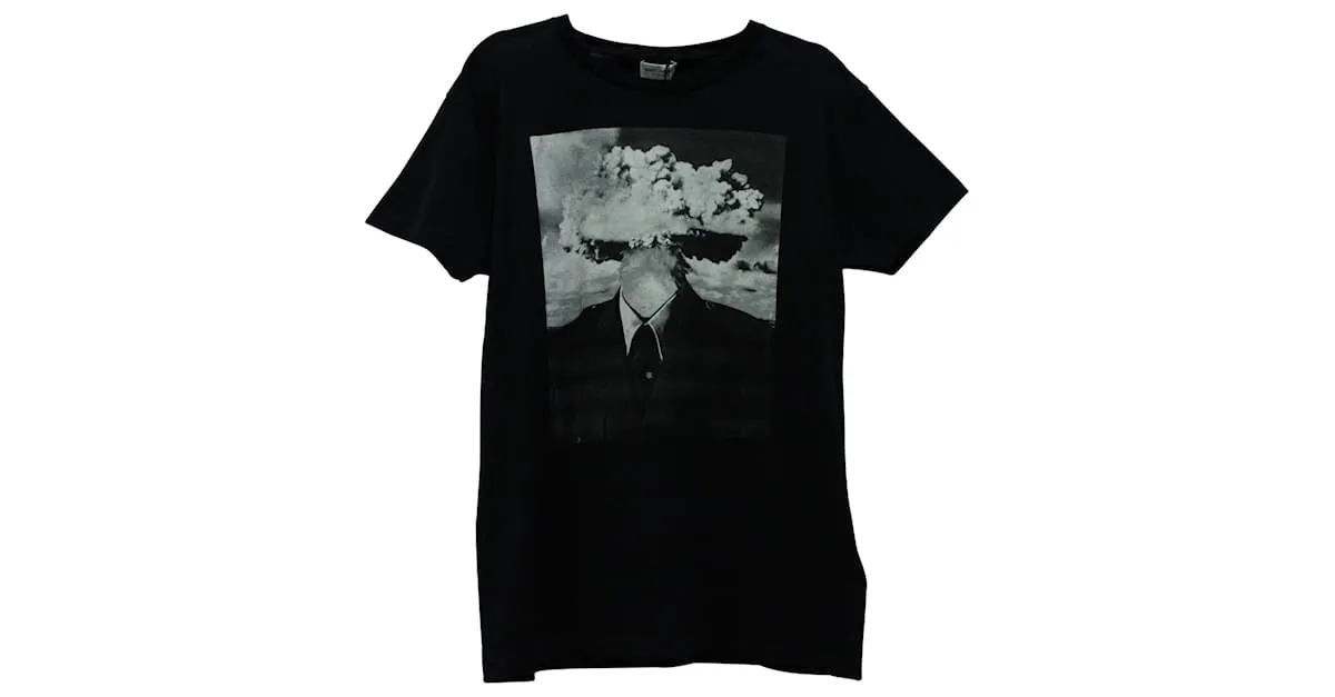Camiseta con estampado de cabeza de bomba de Saint Laurent en algodón con estampado negro 