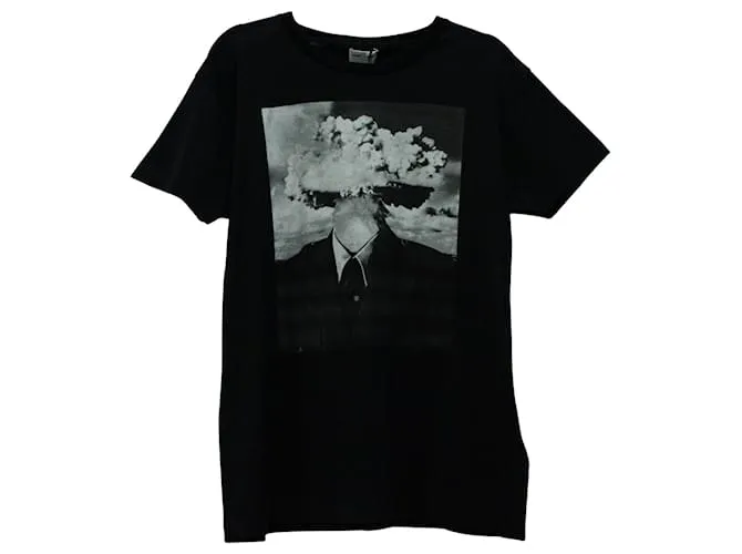 Camiseta con estampado de cabeza de bomba de Saint Laurent en algodón con estampado negro 