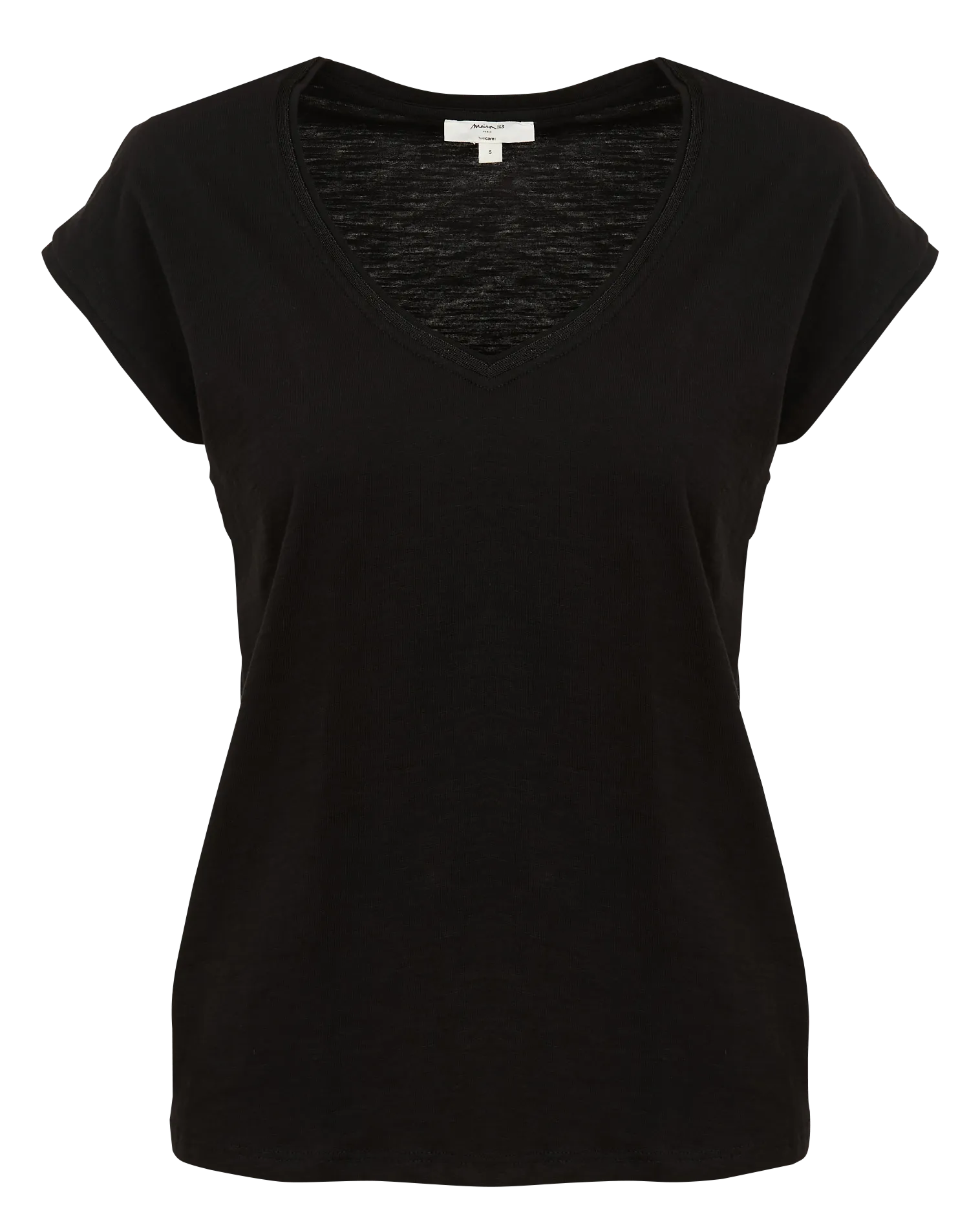 MAISON 123 DOLCE - Camiseta de algodón con cuello de pico en negro